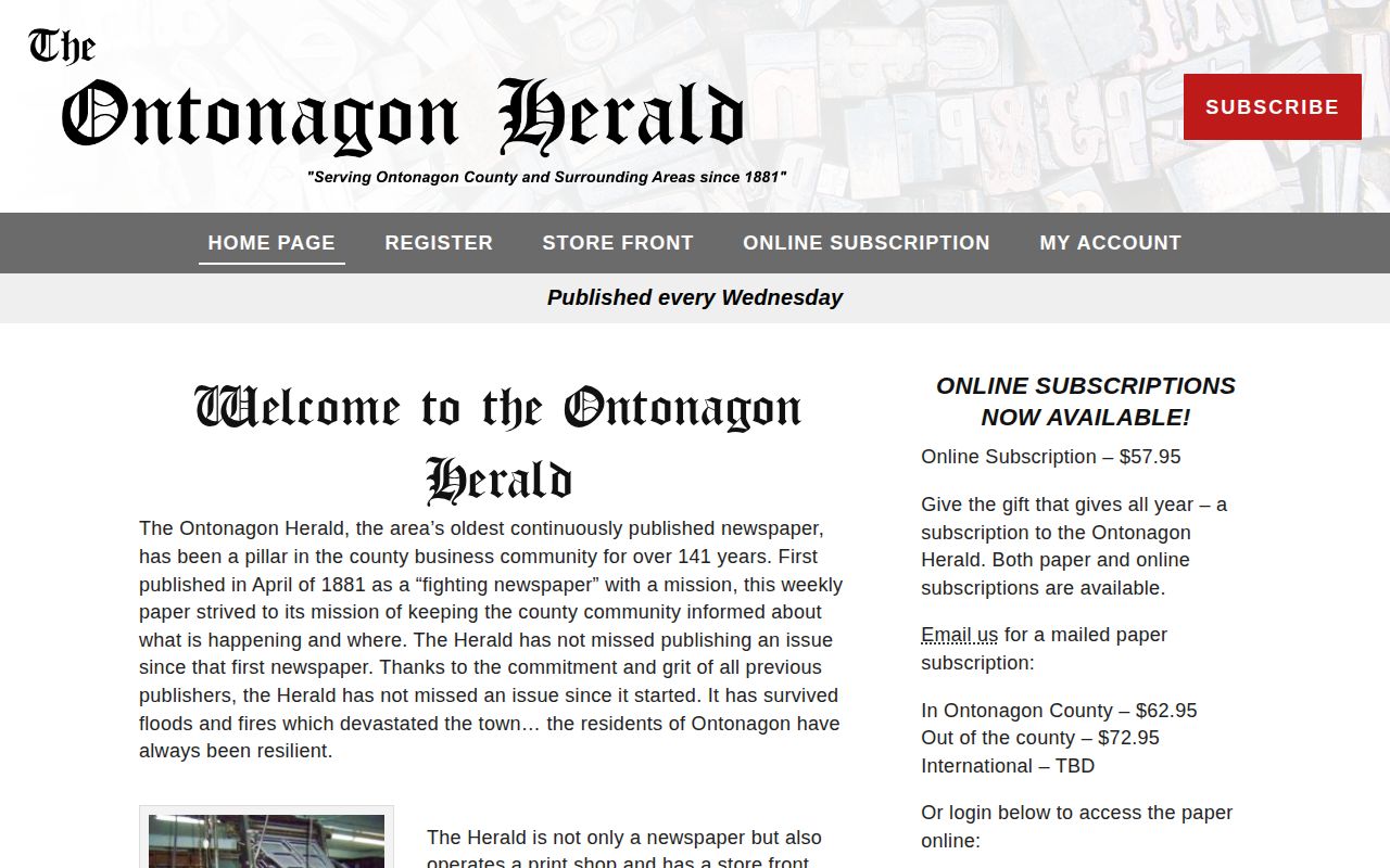 Ontonagon Herald weekly local news source for arrest-log research